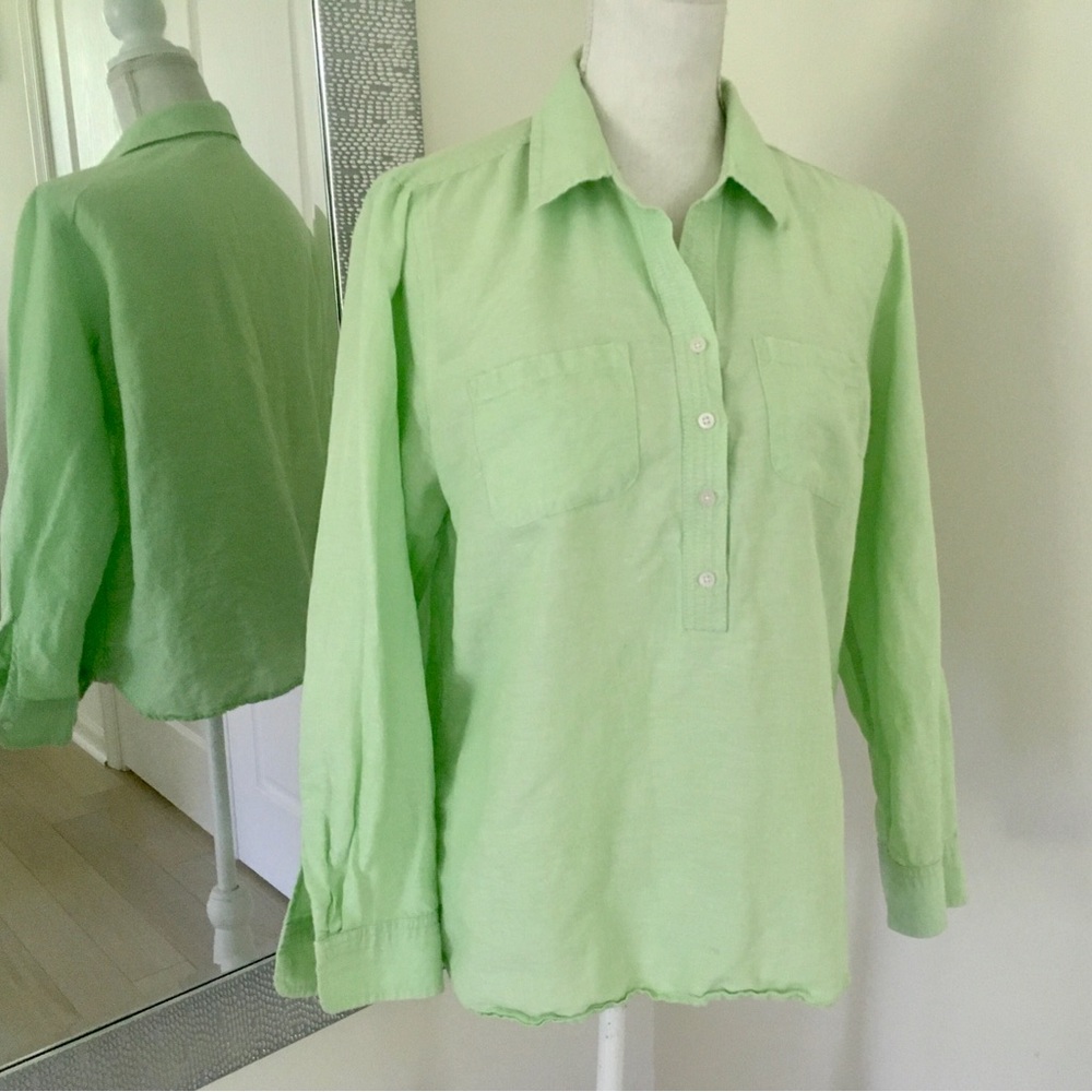 Talbots Linen Button Pullover Shirt
